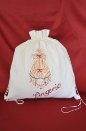 Sac blanc lingerie guépière brodée