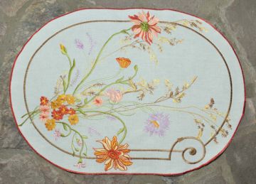 Napperon oval 32x45cm Blanc (Fleurs des Champs)