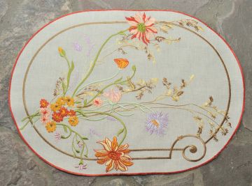 Napperon oval 32x45cm Lin (Fleurs des Champs)