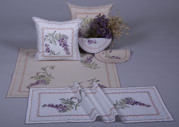 Carré brodé 82x82 blanc glycine