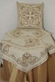 Carré brodé lin 90x90cm arabesque