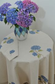 Nappe brodée hortensias ronde 180cm