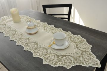 Chemin de table brodé 40x119 lin tulle