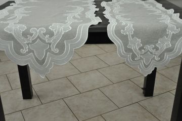 Chemin de table brodé 59x160cm appliqué, gris 