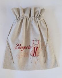 Sac lingerie lin guépière brodée