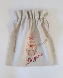 Sac lingerie lin guépière brodée