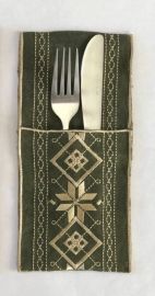 Pochette à couverts brodée velours 11x23