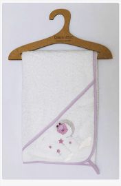 Cape de bain 75x75  chouette (rose)