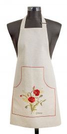 Tablier brodé 54x80  lin coquelicots