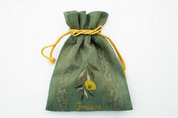 Sachet brodé 11x19 velours olivier