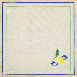 Serviette de table brodée 40x40 lin citrons