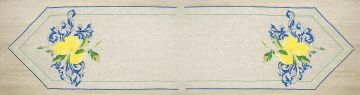 Chemin de table brodé 40x150 lin citrons