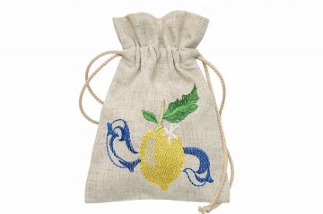 Sachet brodé 11x19 lin citrons