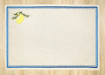 Set de table brodé 30x50 Ecru citrons-olives