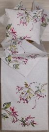 Chemin de table brodé 42x150 lin fleurs printanières