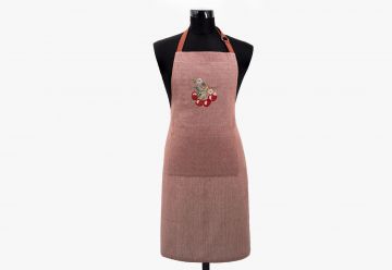 Tablier brodé 60x90 Cèdre rouge cerises