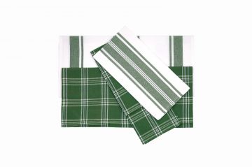 Set torchons 50x70 carreaux  + rayures vert coton 100%