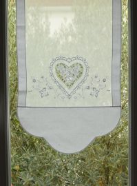 Brise-bise brodé 45x120 Blanc (coeur)